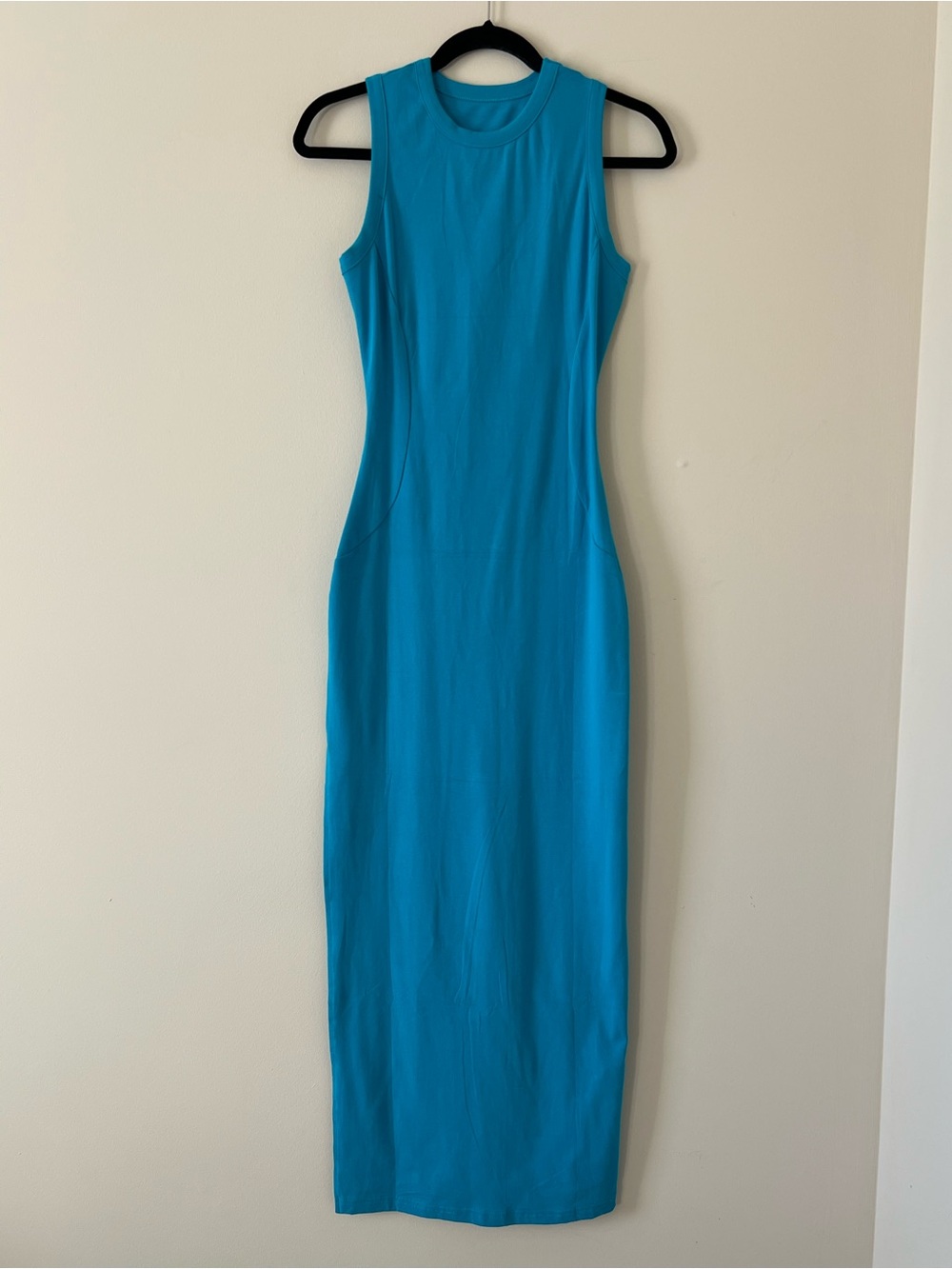 Sleeveless Teal Bodycon Maxi Dress with Side Slit Size Small Y2K